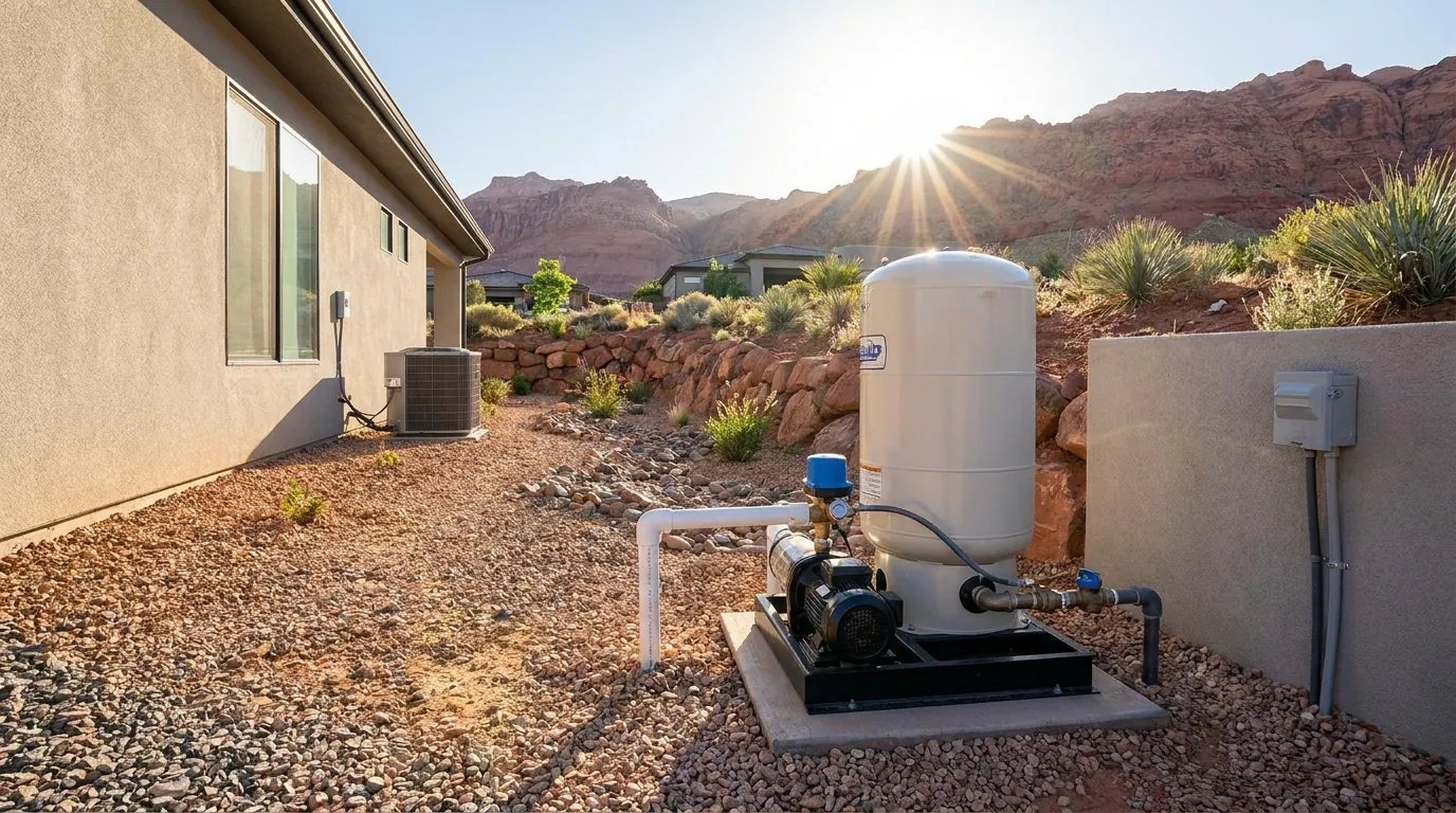 Well pump equipment at a home in St George, UT