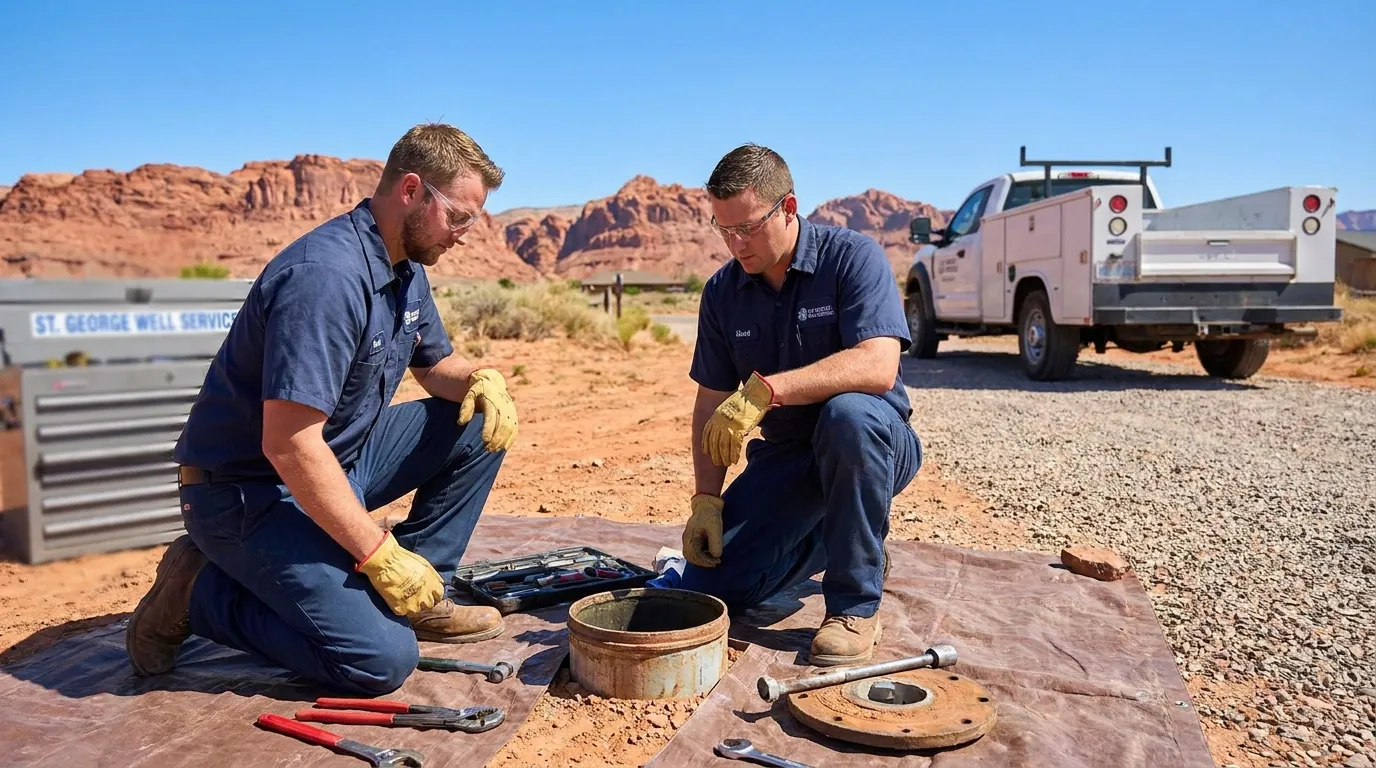 Well pump repair work in progress